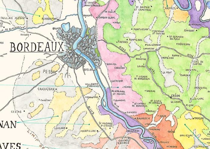Bordeaux Map Illustrated Map Mark P Ryan