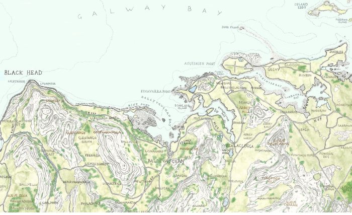 Close of of Burren map at flaggy shore