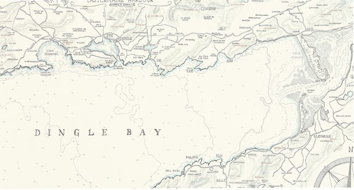 close up of Dingle bay map